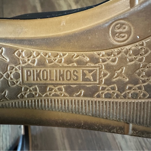 Pikolinos black leather cross over women's sandals 39 cork wedge shoe - Picture 11 of 14